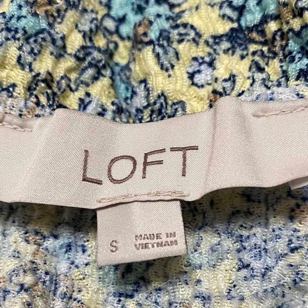 LOFT Blue and Yellow Floral Blouse - Picture 6 of 7